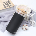 custom coffee borosilicate glass water tumbler with bamboo lid